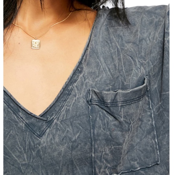 WANT YOU SIDE SLIT POCKET T-SHIRT IN DUSTED DENIM - Picture 4 of 12